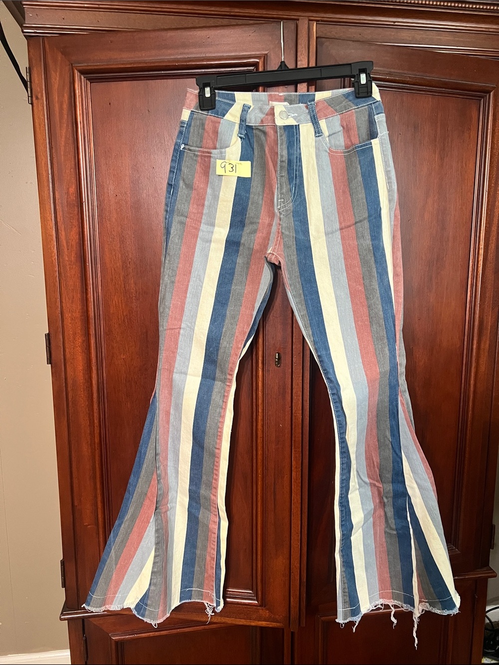 Altard state Striped bell bottomJeans - Blue, Cream & Rust Medium NWOT